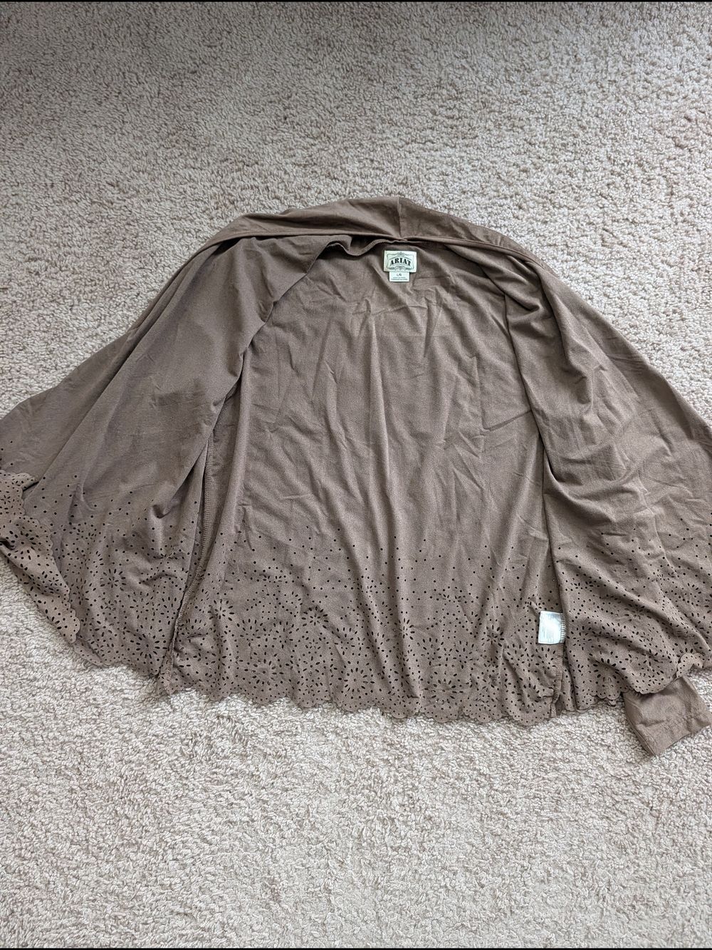 Ariat Womens Brown Open Front Faux Suede Boho Western Cardigan Size Large - Picture 4 of 11